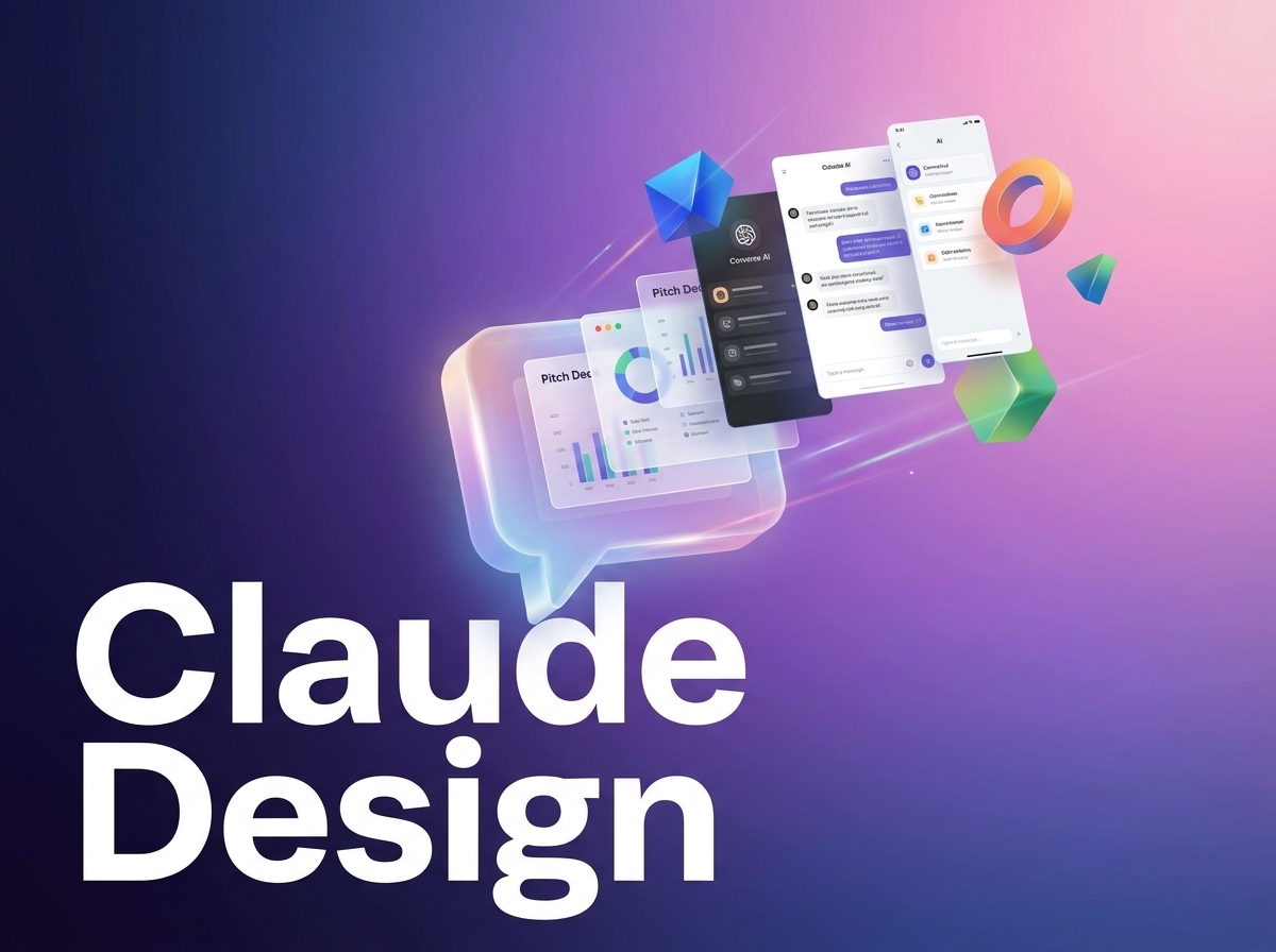 Claude Design של Anthropic - כלי AI ליצירת מצגות, פרוטוטייפים ו-one-pagers בשיחה, עם פסים צבעוניים וסלסלת רכיבי עיצוב